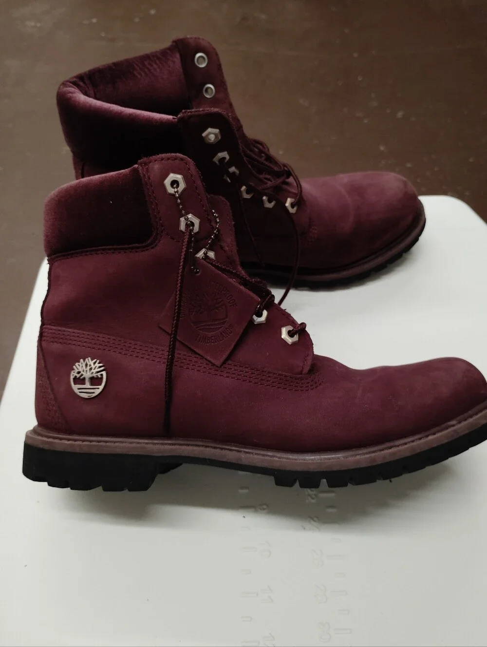 Timberland Men's Burgundy Nubuck Waterproof Work Boots 10 With Original Tag